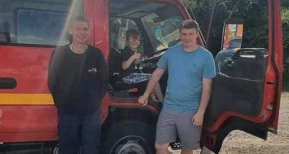 the younger generations of the Holloway family inside RTC Recovery's vehicle
